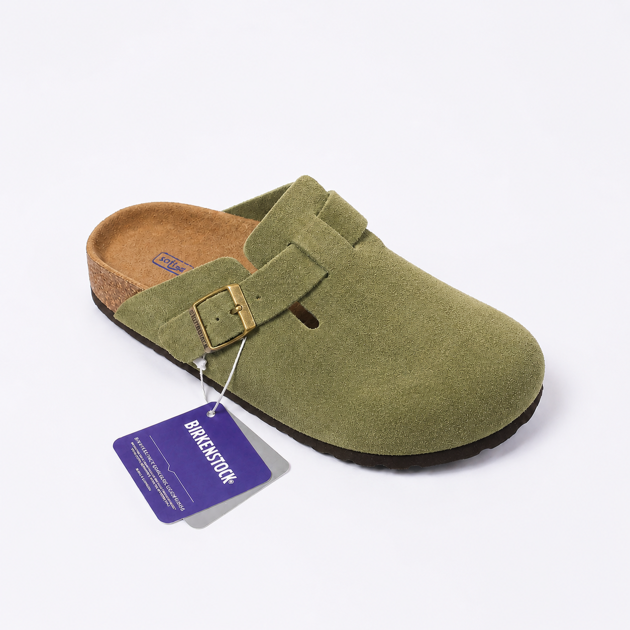 Birkenstock Boston Classic Clogs aus Wildleder – Taupe