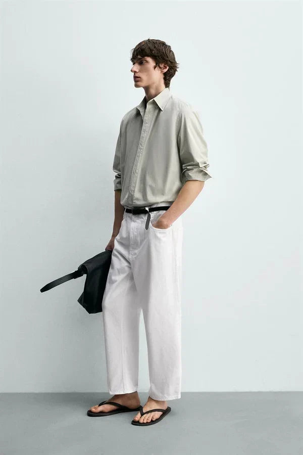 TAPERED WIDE-LEG JEANS