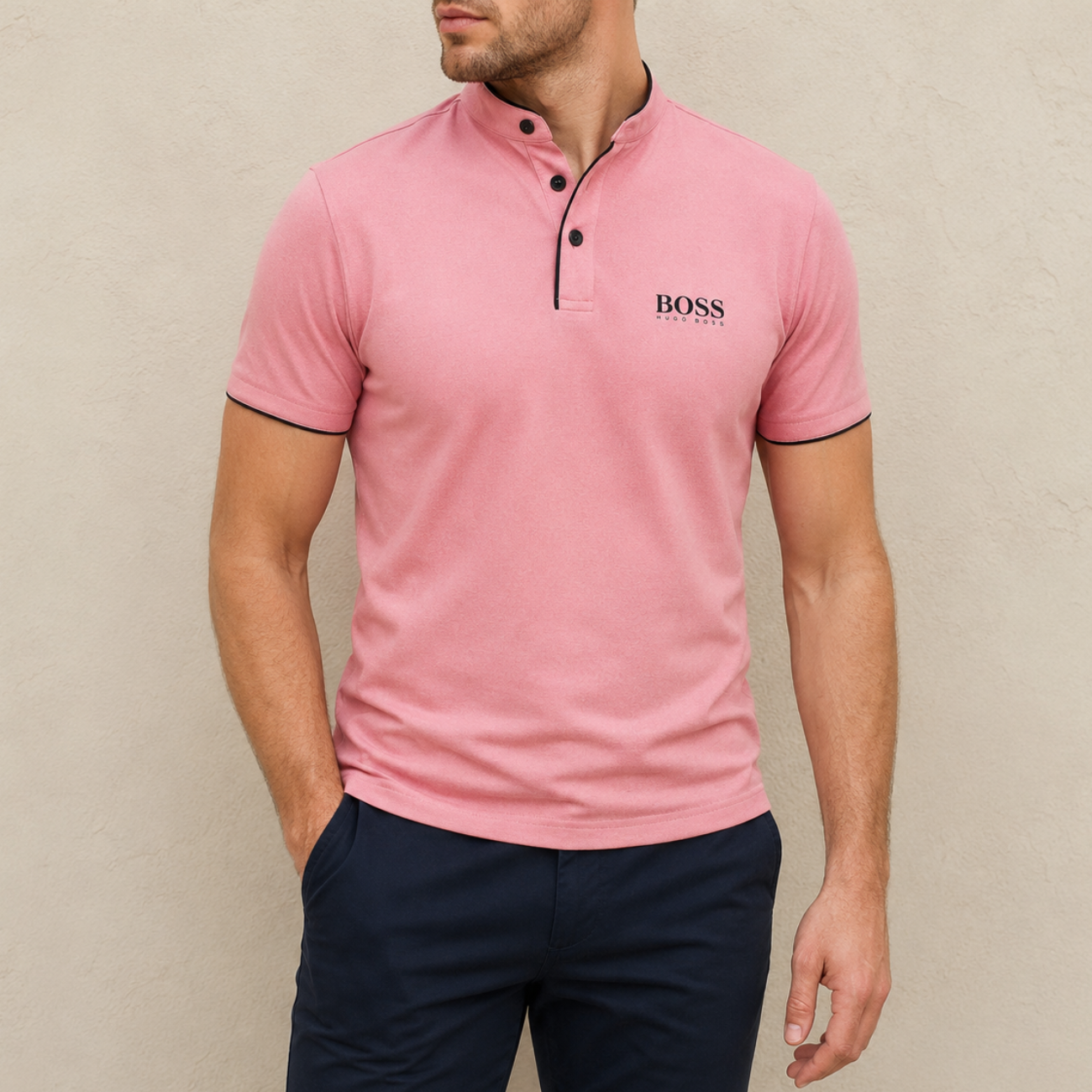 HB™ Premium Mandarin-Collar Polo Shirt