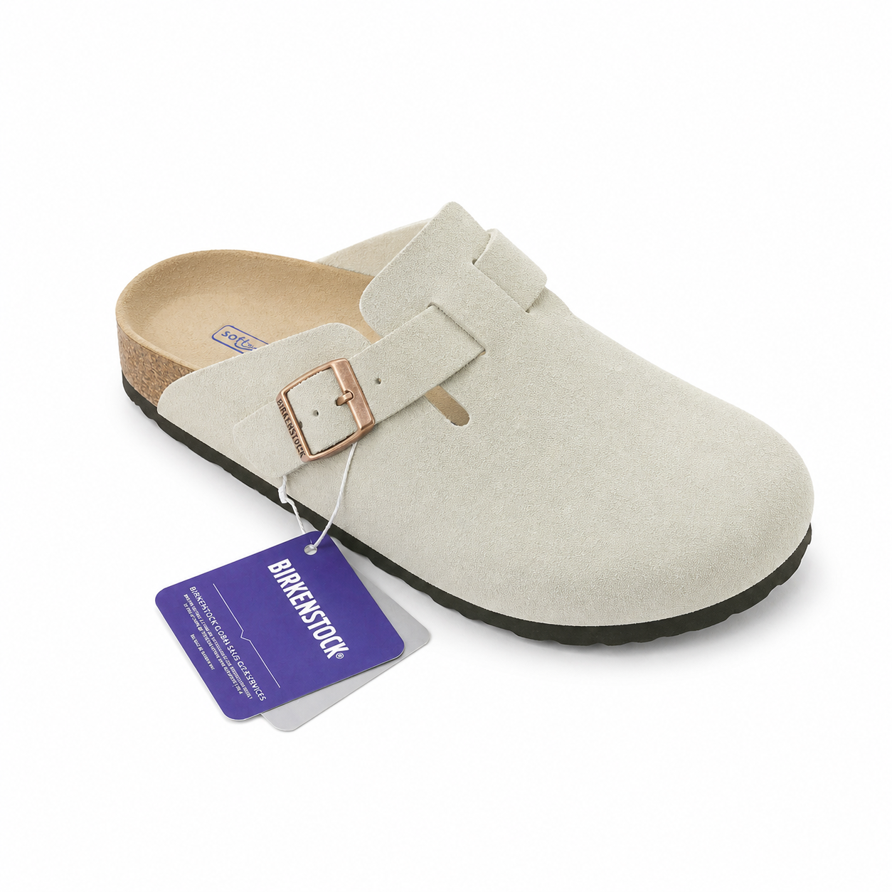 Birkenstock Boston Classic Clogs aus Wildleder – Taupe