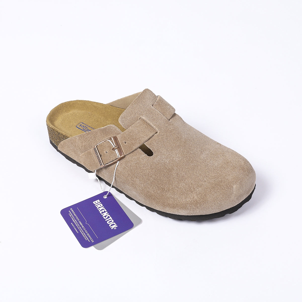 Birkenstock Boston Classic Clogs aus Wildleder – Taupe