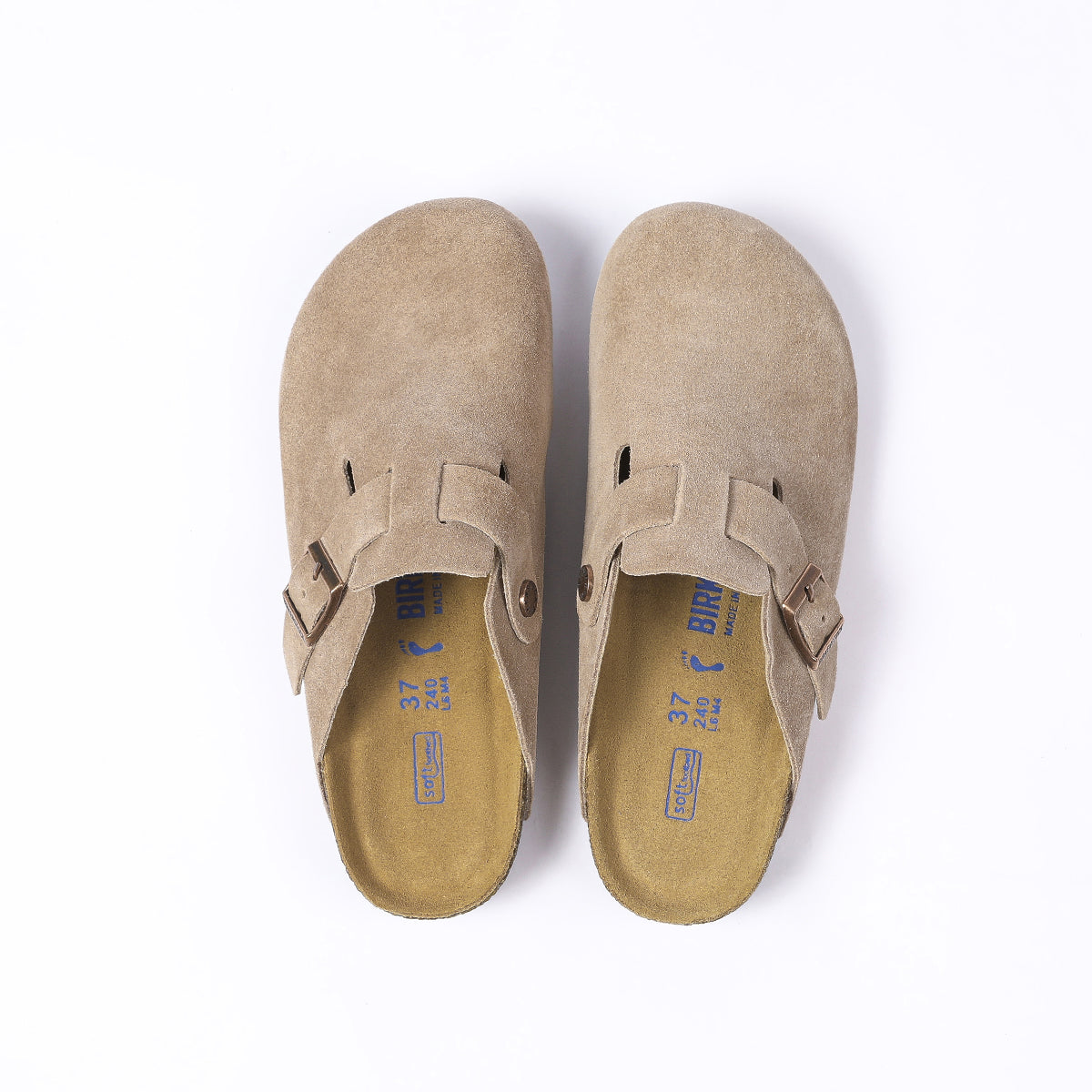Birkenstock Boston Classic Clogs aus Wildleder – Taupe