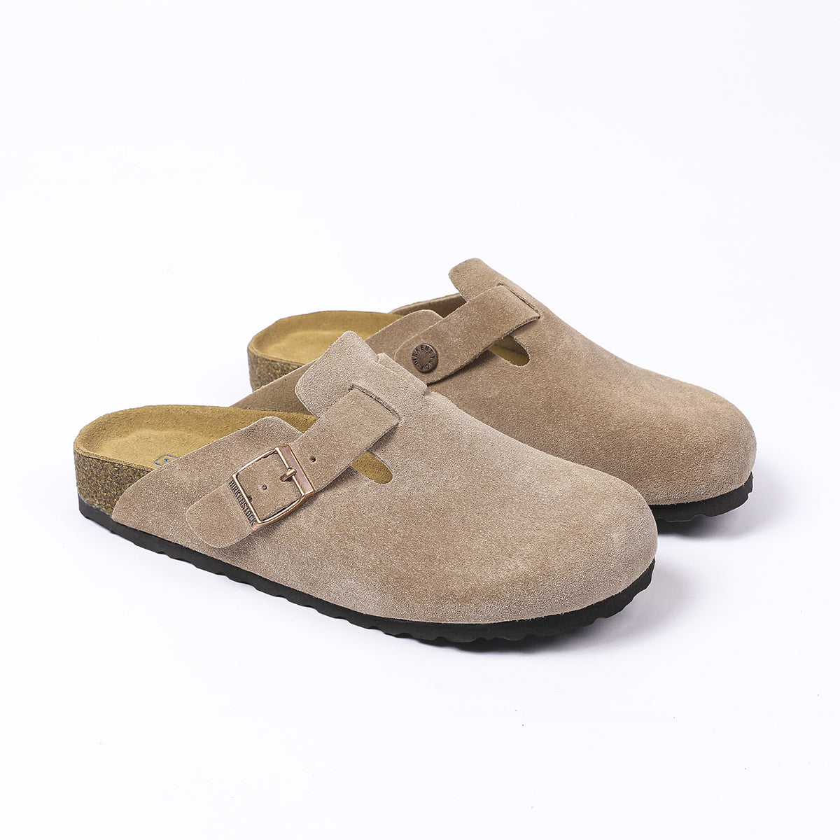 Birkenstock Boston Classic Clogs aus Wildleder – Taupe