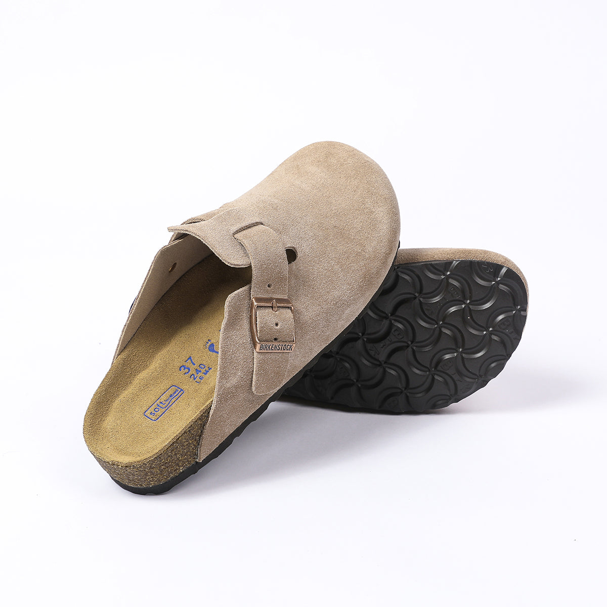 Birkenstock Boston Classic Clogs aus Wildleder – Taupe